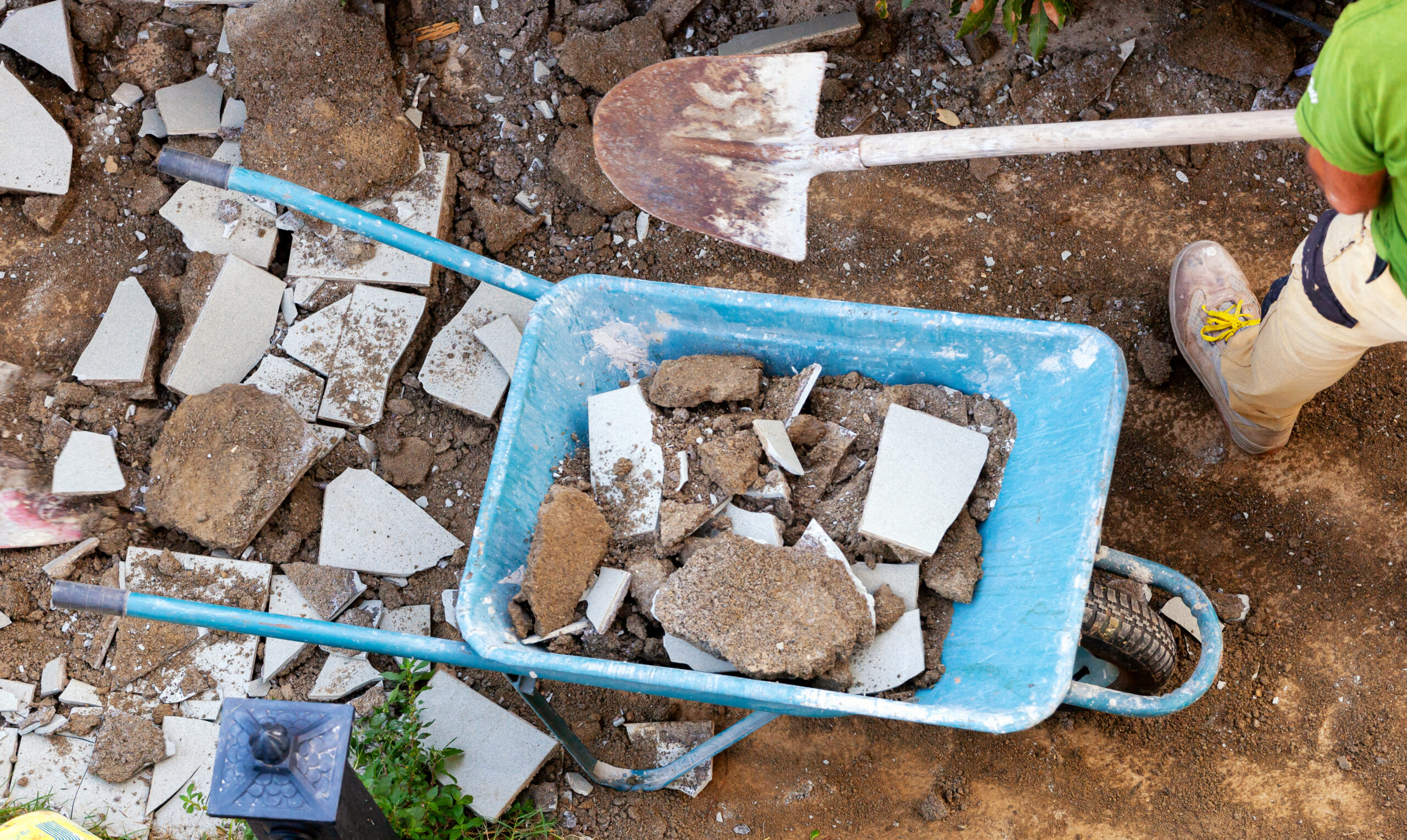 Excavation de gravats